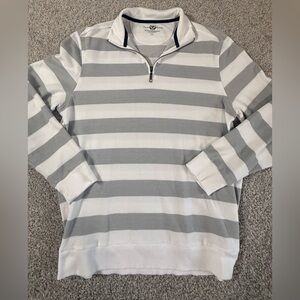 Like New Club Room Rugby Polo Quarter-Zip Pullover Gray White Quarter Zip Large